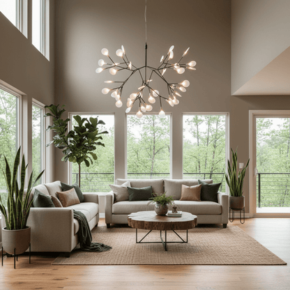 Black Firefly LED Chandelier - Modern Design, Adjustable Brightness