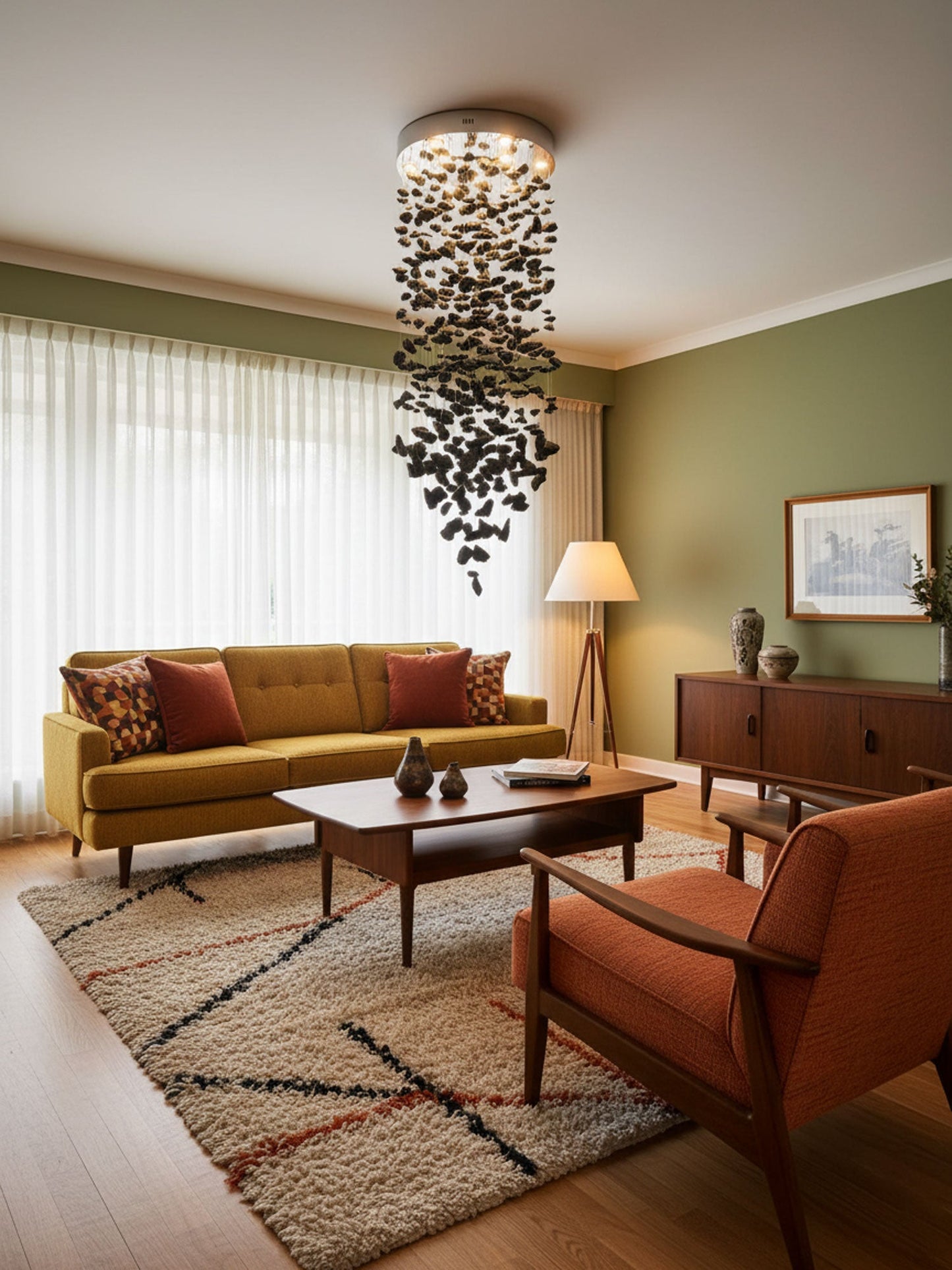 Elegant Black Stone Chandeliers - Adjustable Height, Energy Efficient