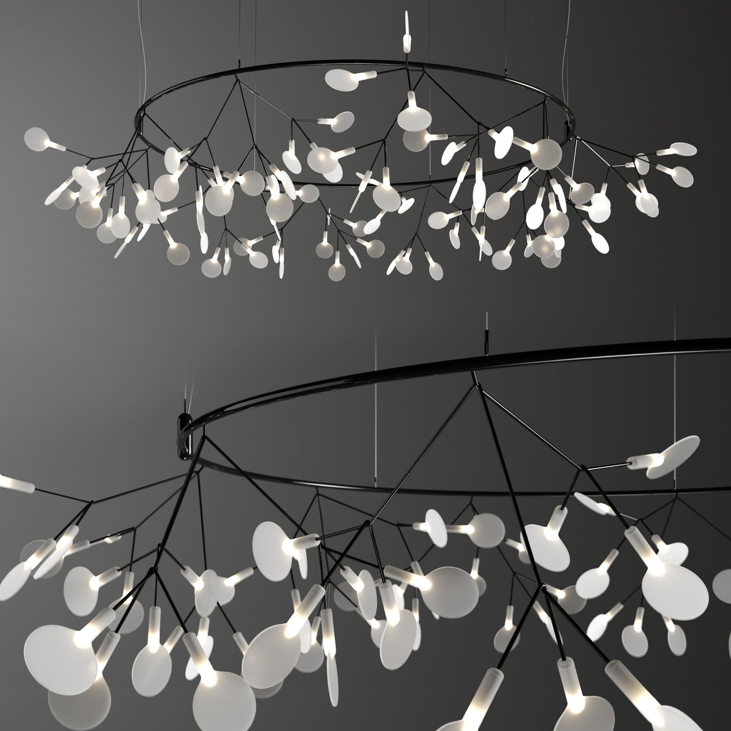Black Big O Firefly LED Chandelier - Dimmable, Energy Efficient Lighti