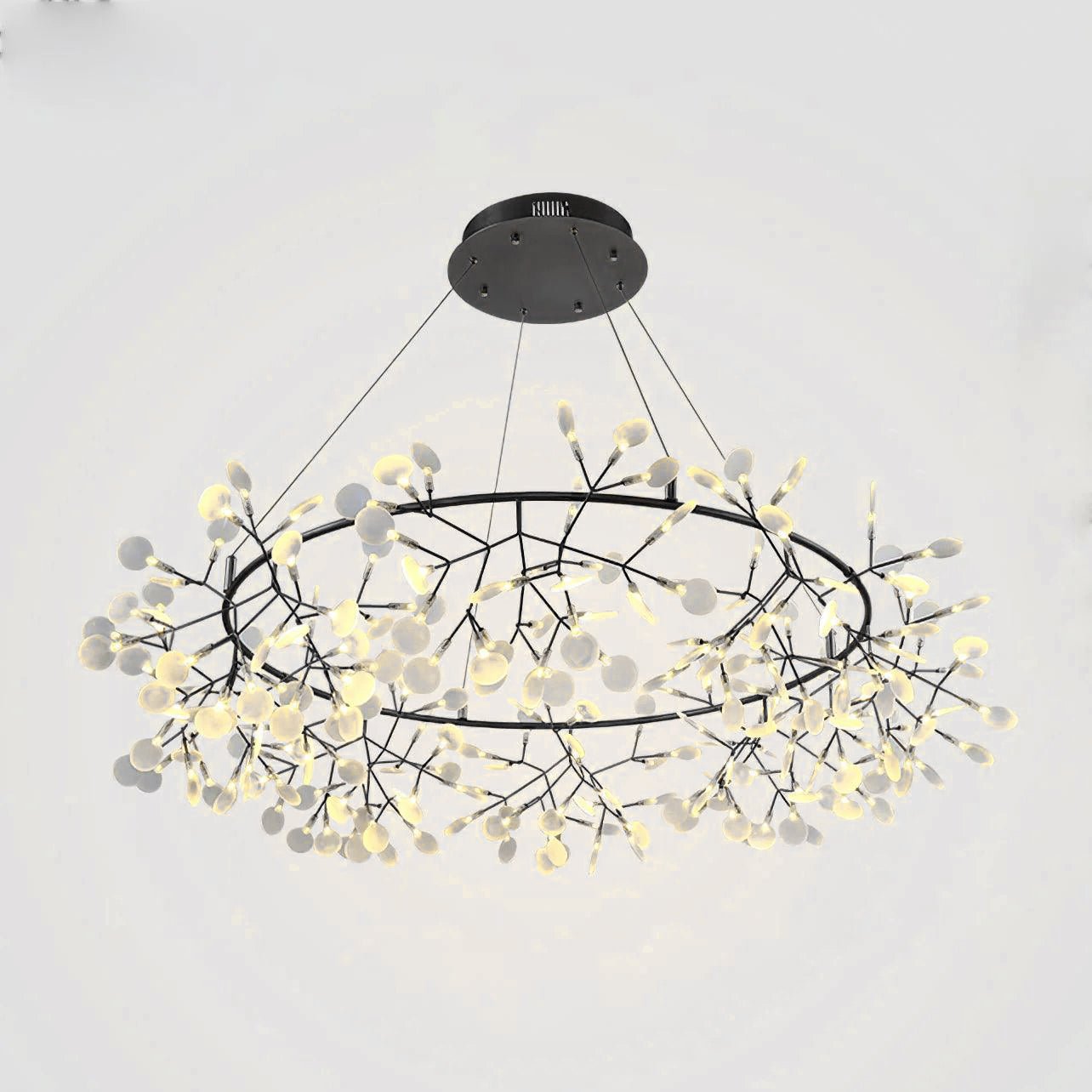 Black Big O Firefly LED Chandelier - Dimmable, Energy Efficient Lighti