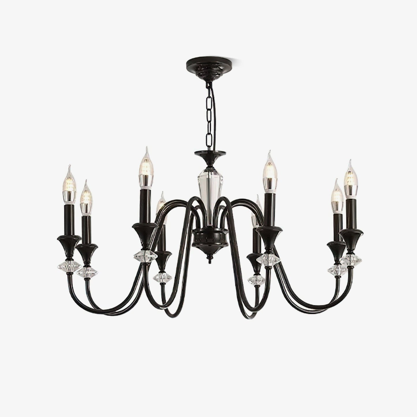 Elegant Noir Candelabra Chandelier with Adjustable Arms & LED Compatib