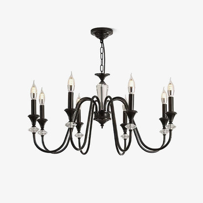 Elegant Noir Candelabra Chandelier with Adjustable Arms & LED Compatib