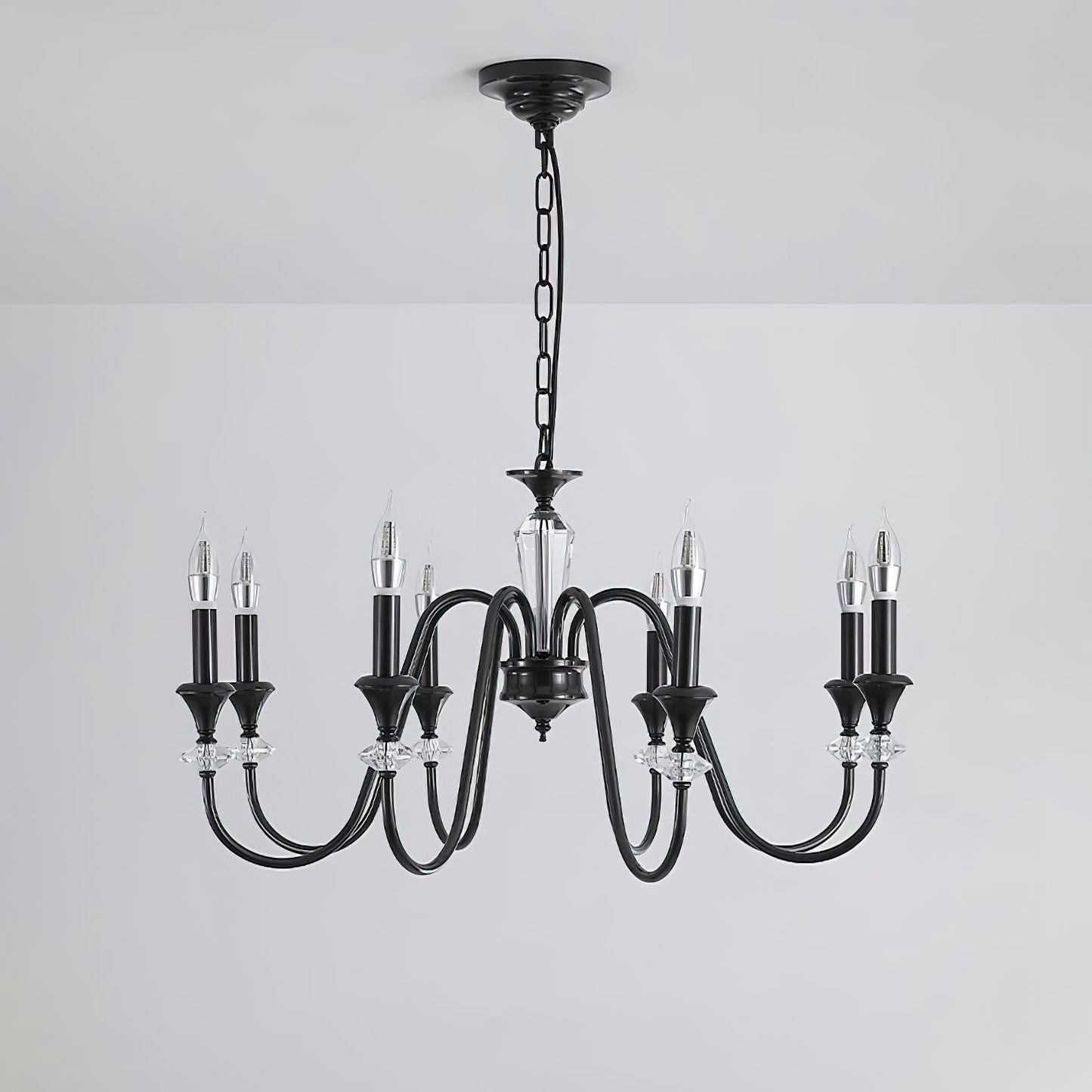 Elegant Noir Candelabra Chandelier with Adjustable Arms & LED Compatib
