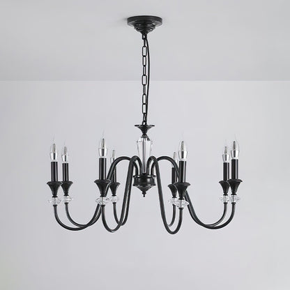 Elegant Noir Candelabra Chandelier with Adjustable Arms & LED Compatib