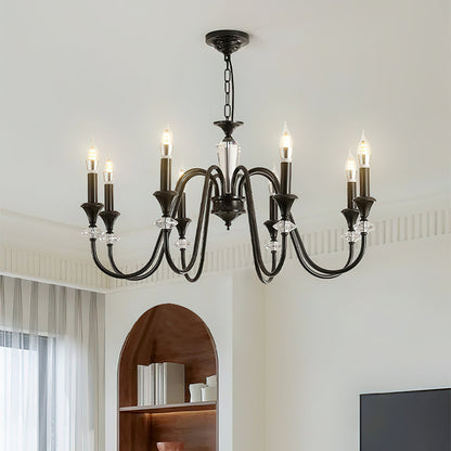 Elegant Noir Candelabra Chandelier with Adjustable Arms & LED Compatib
