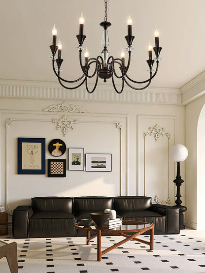 Elegant Noir Candelabra Chandelier with Adjustable Arms & LED Compatib