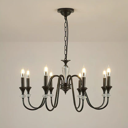 Elegant Noir Candelabra Chandelier with Adjustable Arms & LED Compatib