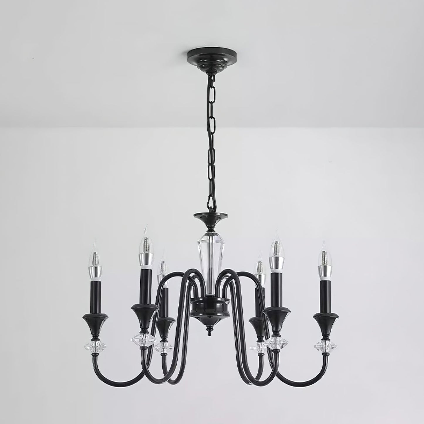 Elegant Noir Candelabra Chandelier with Adjustable Arms & LED Compatib