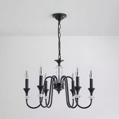 Elegant Noir Candelabra Chandelier with Adjustable Arms & LED Compatib