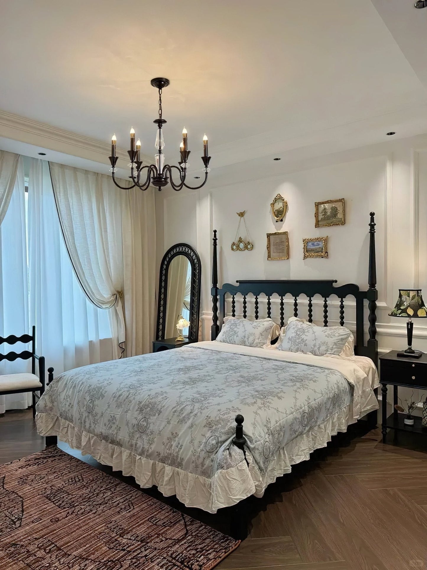 Elegant Noir Candelabra Chandelier with Adjustable Arms & LED Compatib