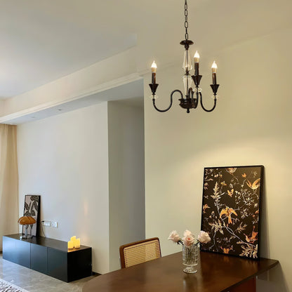 Elegant Noir Candelabra Chandelier with Adjustable Arms & LED Compatib