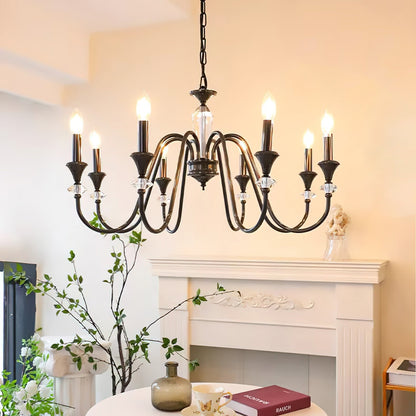 Elegant Noir Candelabra Chandelier with Adjustable Arms & LED Compatib