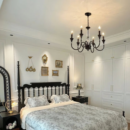 Elegant Noir Candelabra Chandelier with Adjustable Arms & LED Compatib