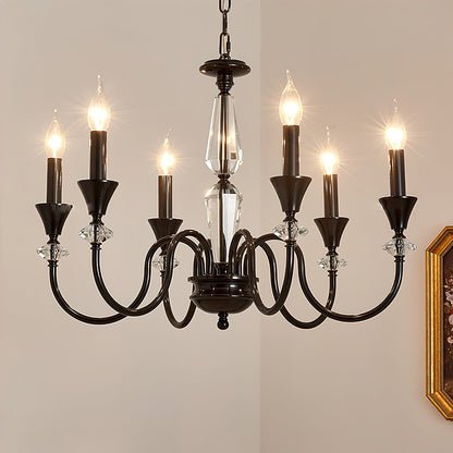 Elegant Noir Candelabra Chandelier with Adjustable Arms & LED Compatib