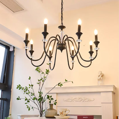 Elegant Noir Candelabra Chandelier with Adjustable Arms & LED Compatib