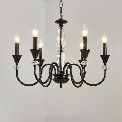 Elegant Noir Candelabra Chandelier with Adjustable Arms & LED Compatib