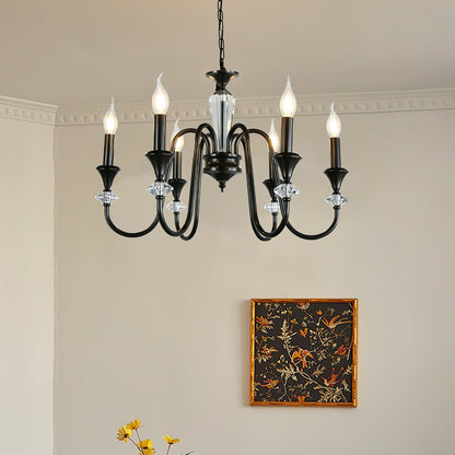 Elegant Noir Candelabra Chandelier with Adjustable Arms & LED Compatib