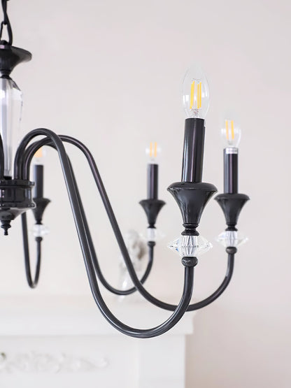 Elegant Noir Candelabra Chandelier with Adjustable Arms & LED Compatib