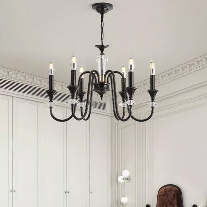 Elegant Noir Candelabra Chandelier with Adjustable Arms & LED Compatib