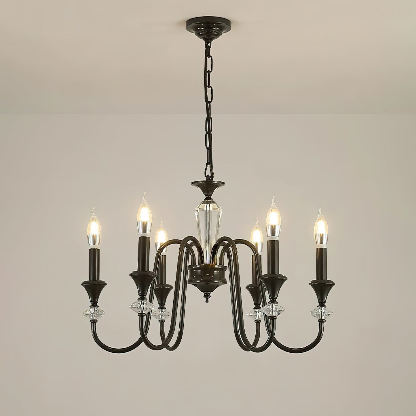 Elegant Noir Candelabra Chandelier with Adjustable Arms & LED Compatib