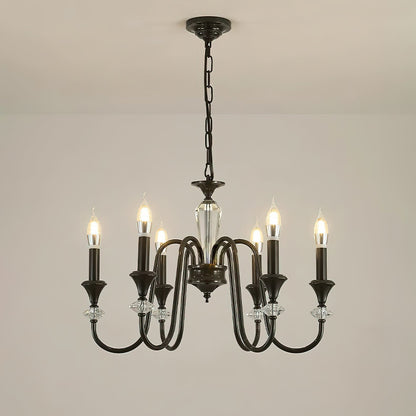 Elegant Noir Candelabra Chandelier with Adjustable Arms & LED Compatib