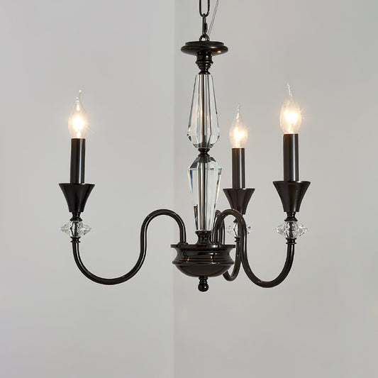 Elegant Noir Candelabra Chandelier with Adjustable Arms & LED Compatib
