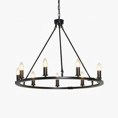 Elegant Black Candle Ring Chandelier with Adjustable Height & Soft Glo