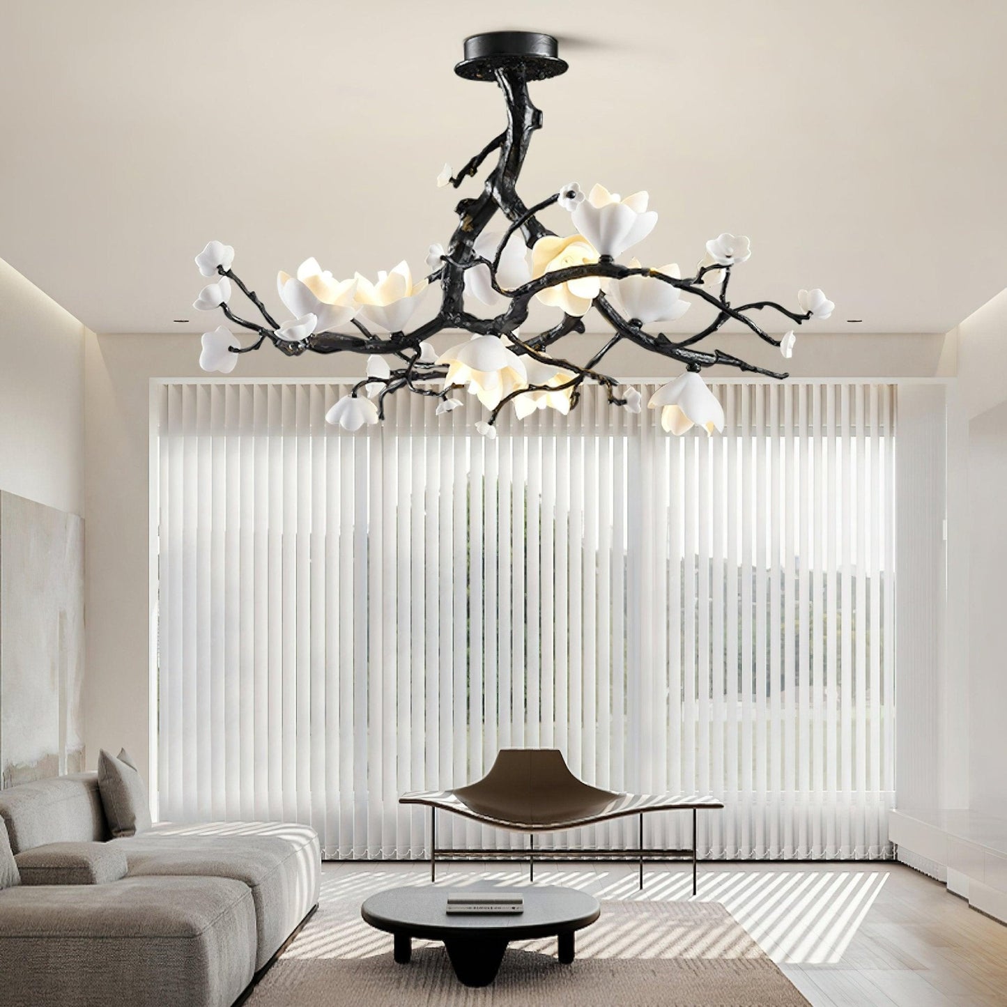 Elegant Black Copper Tree Chandelier with Adjustable Lighting and Uniq