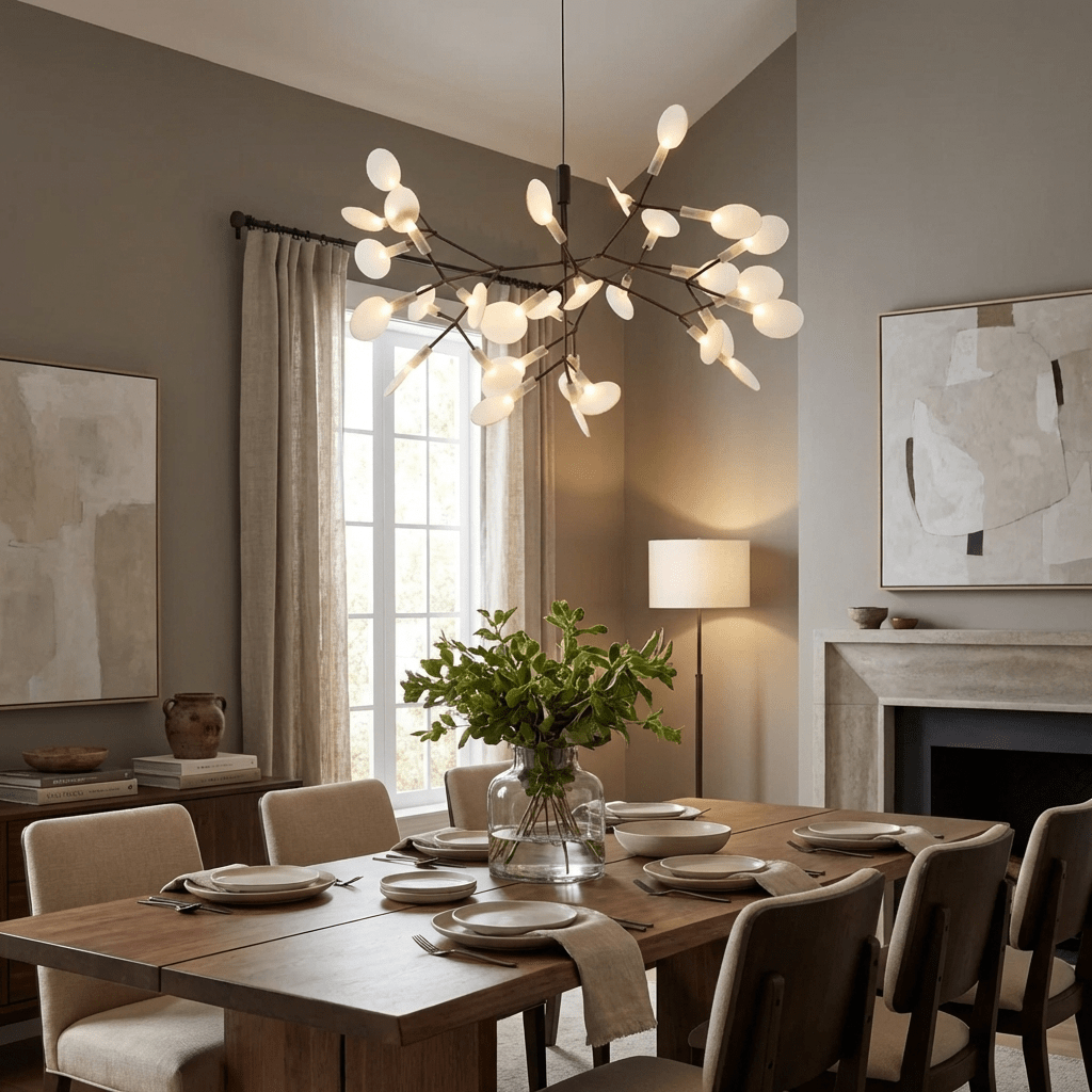 Black Firefly LED Chandelier - Modern Design, Adjustable Brightness