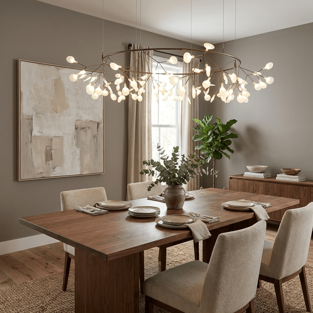 Black Firefly LED Chandelier - Modern Design, Adjustable Brightness