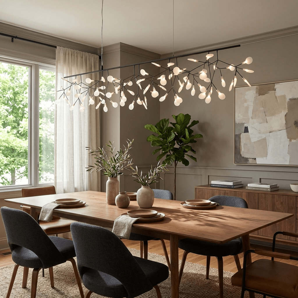 Black Firefly LED Chandelier - Modern Design, Adjustable Brightness