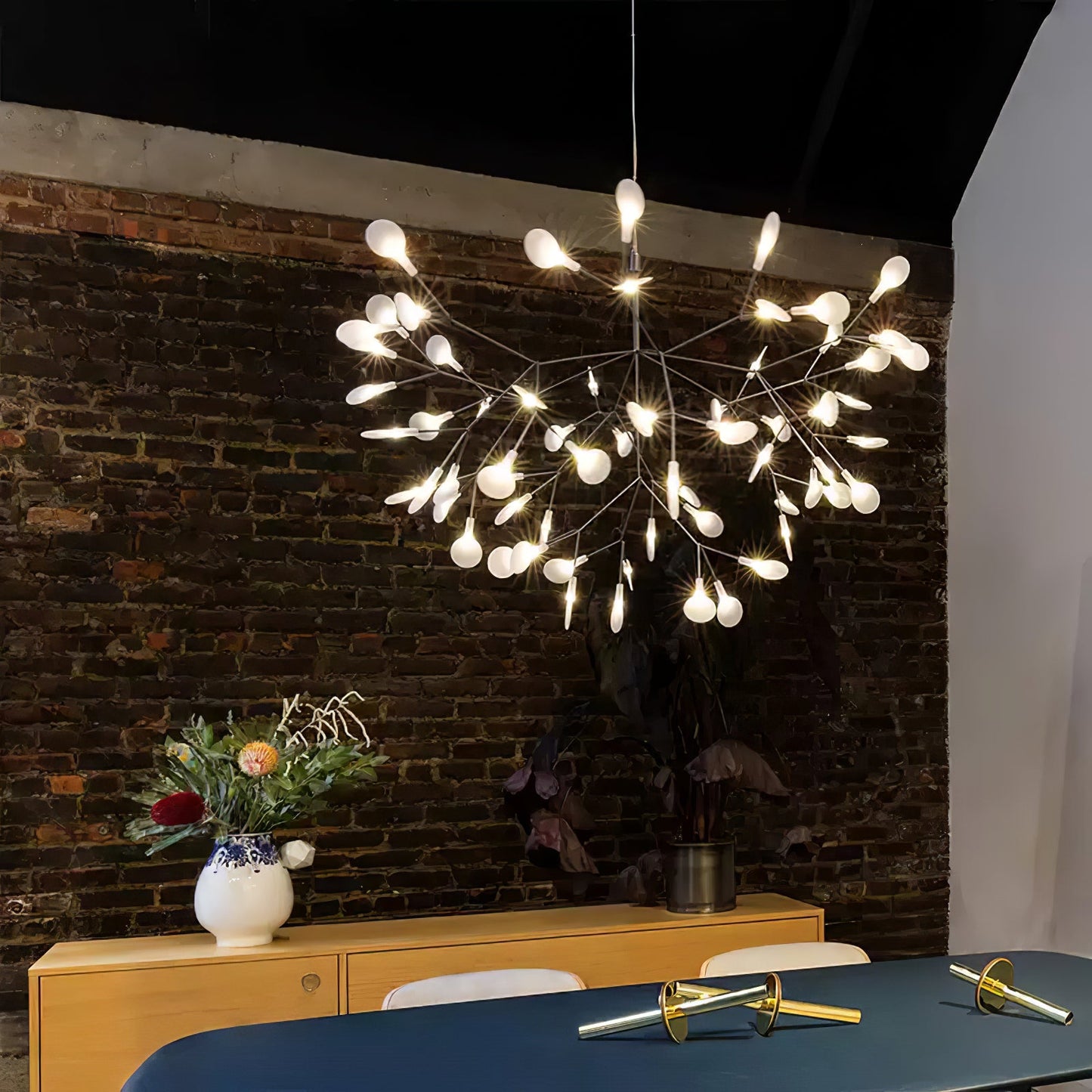 Black Firefly LED Chandelier - Modern Design, Adjustable Brightness