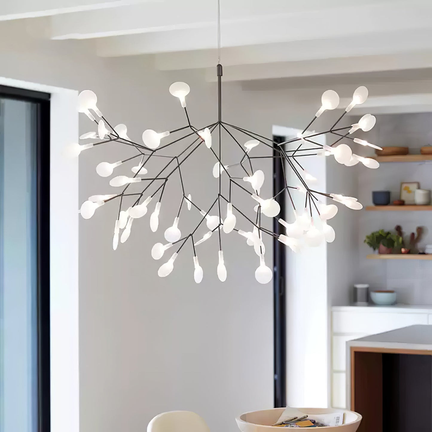 Black Firefly LED Chandelier - Modern Design, Adjustable Brightness