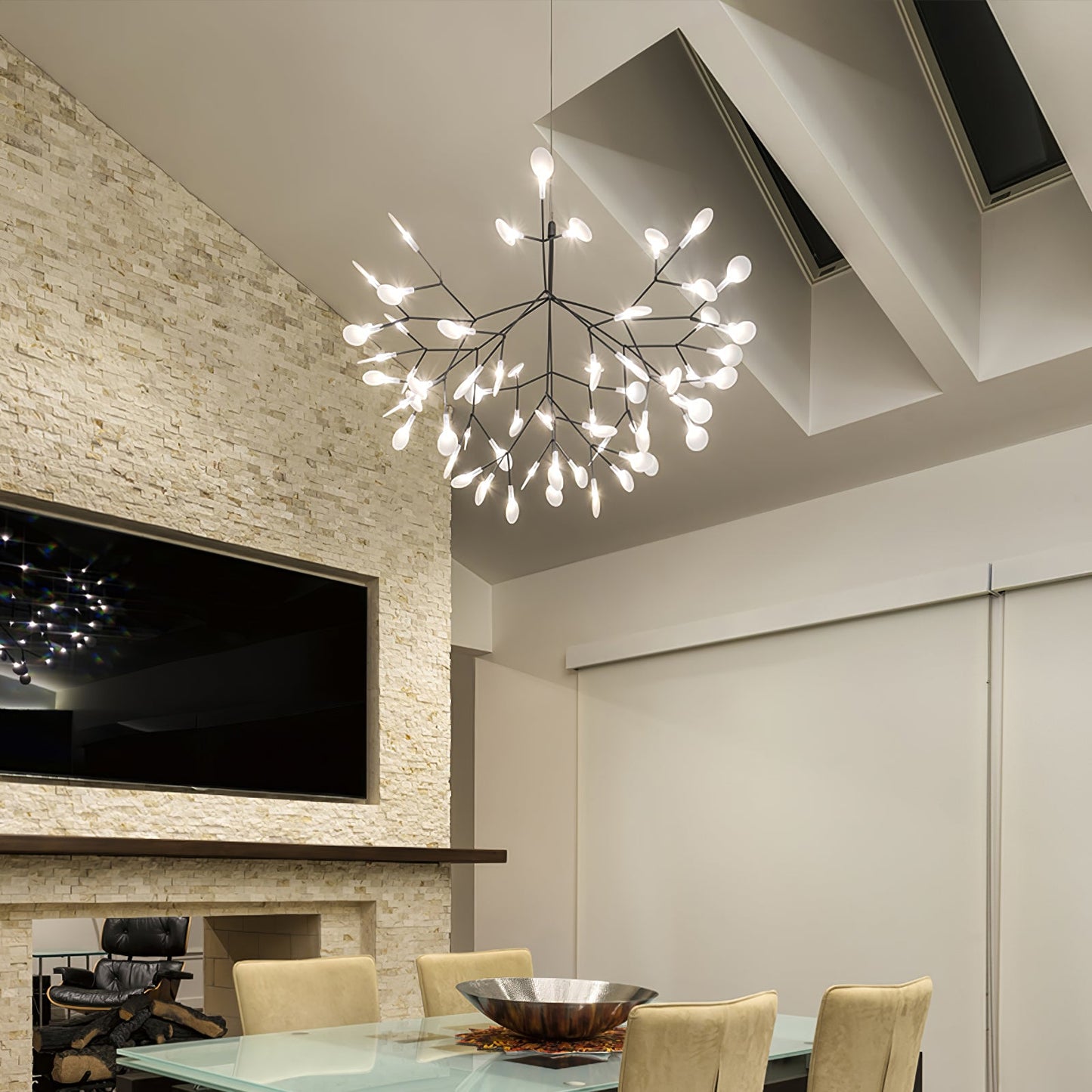 Black Firefly LED Chandelier - Modern Design, Adjustable Brightness