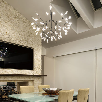 Black Firefly LED Chandelier - Modern Design, Adjustable Brightness