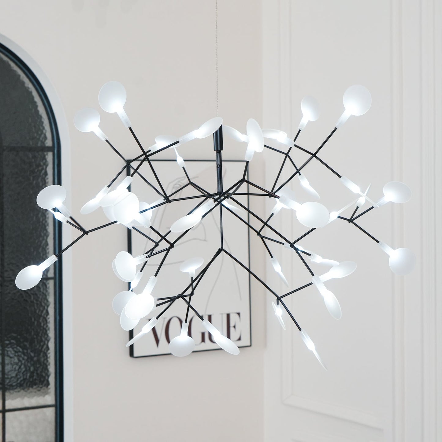 Black Firefly LED Chandelier - Modern Design, Adjustable Brightness