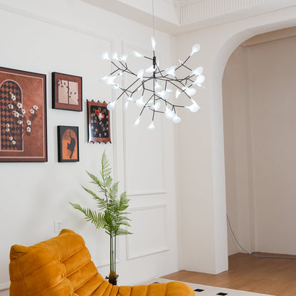 Black Firefly LED Chandelier - Modern Design, Adjustable Brightness
