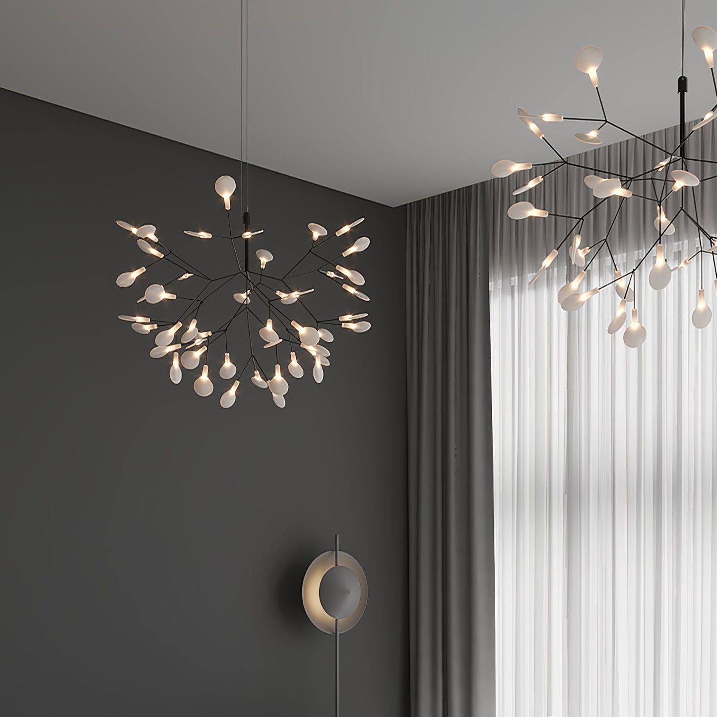 Black Firefly LED Chandelier - Modern Design, Adjustable Brightness