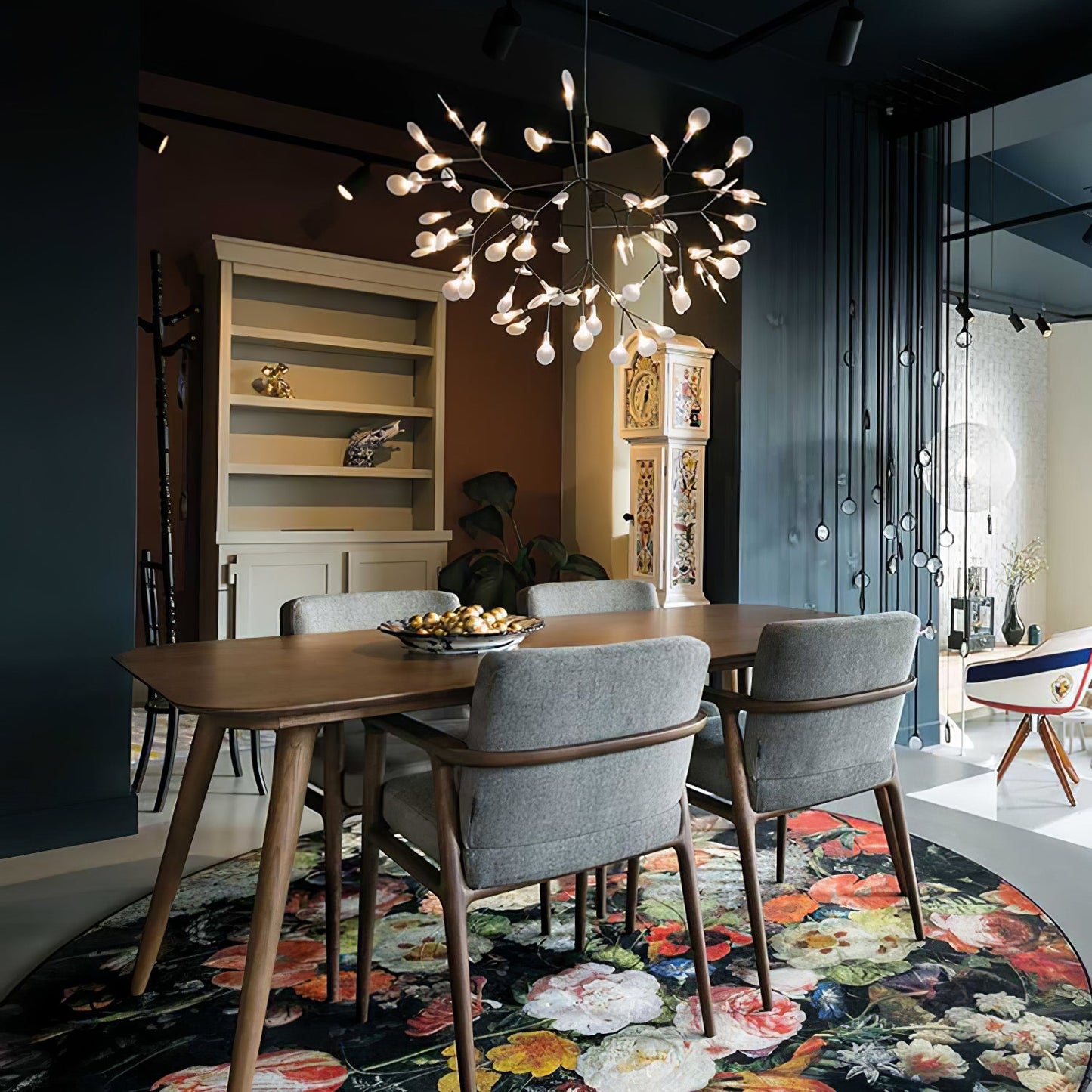 Black Firefly LED Chandelier - Modern Design, Adjustable Brightness