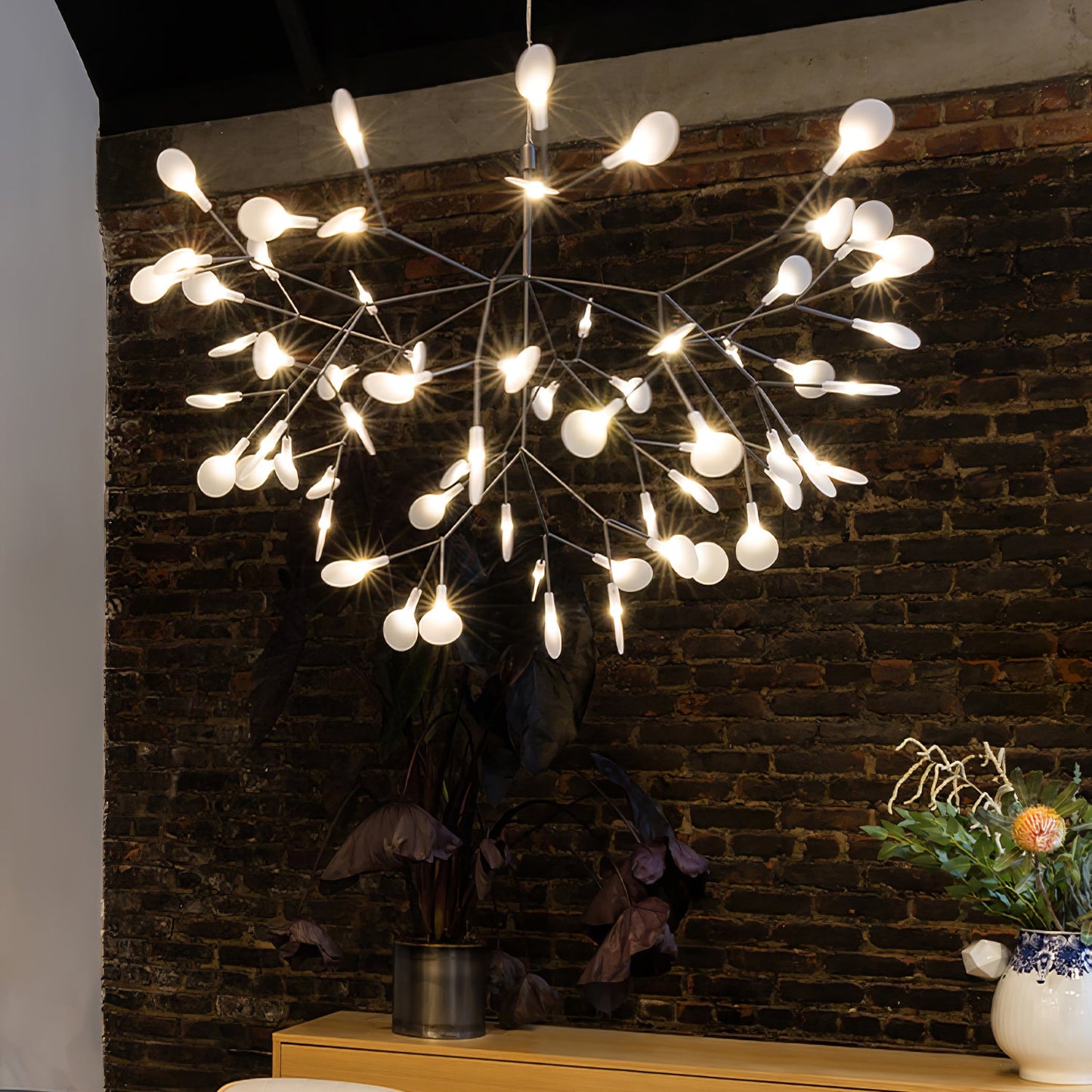 Black Firefly LED Chandelier - Modern Design, Adjustable Brightness