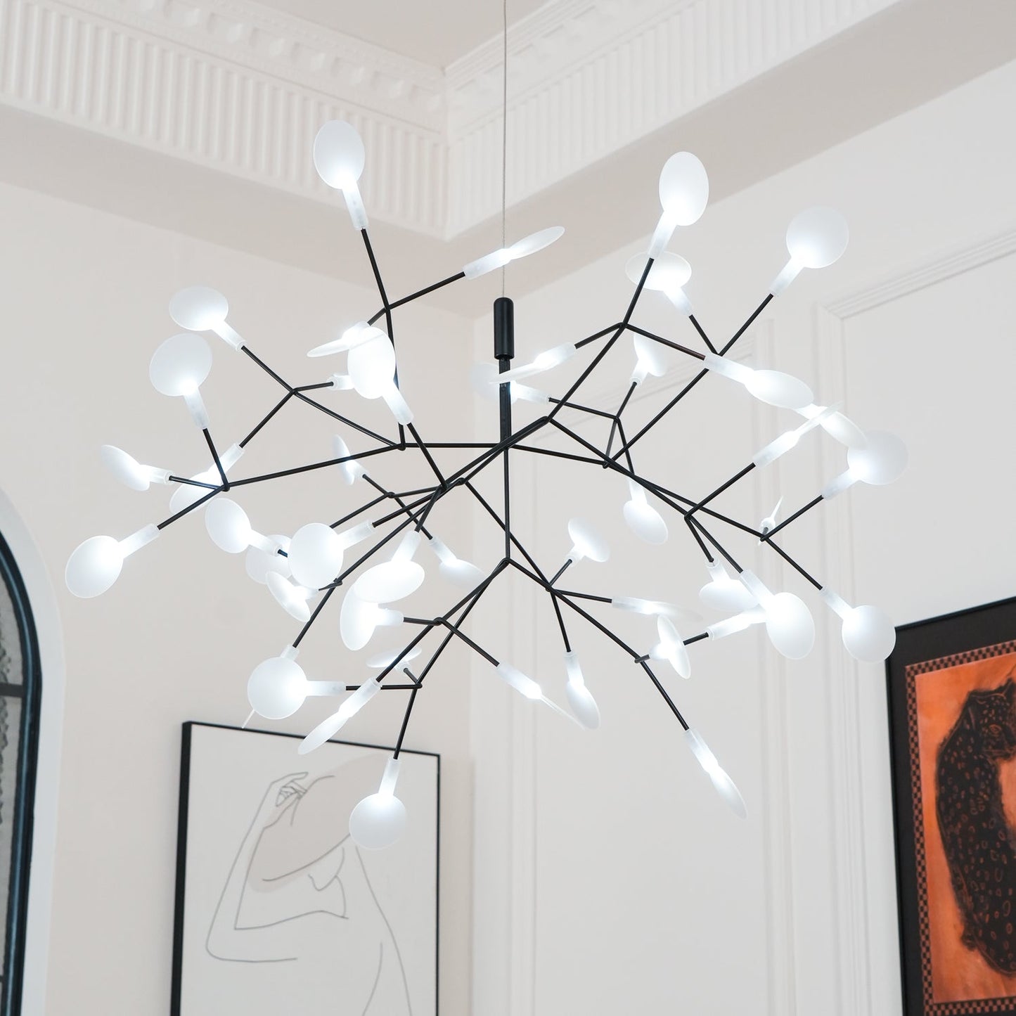 Black Firefly LED Chandelier - Modern Design, Adjustable Brightness