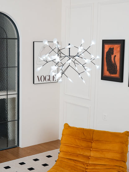 Black Firefly LED Chandelier - Modern Design, Adjustable Brightness