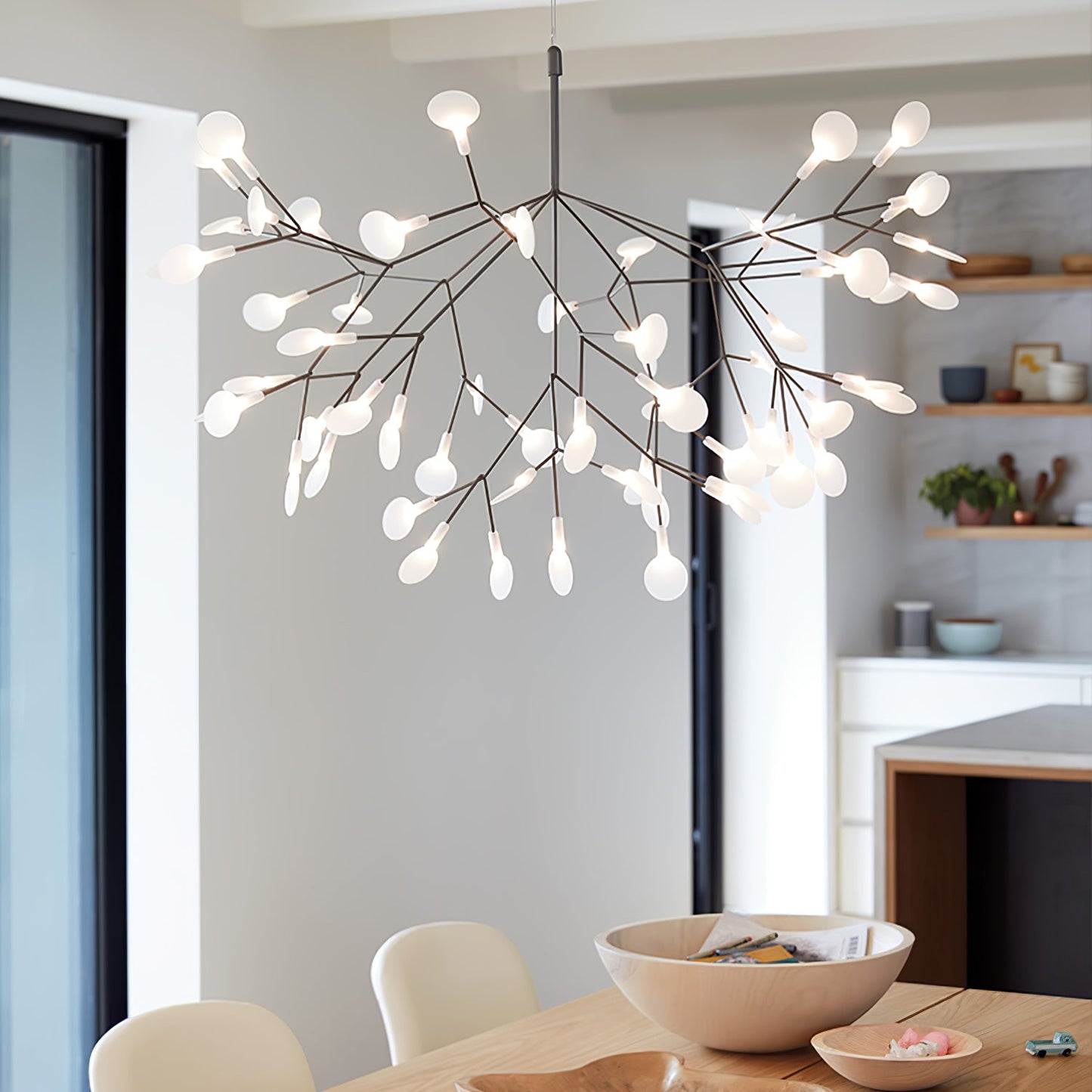 Black Firefly LED Chandelier - Modern Design, Adjustable Brightness