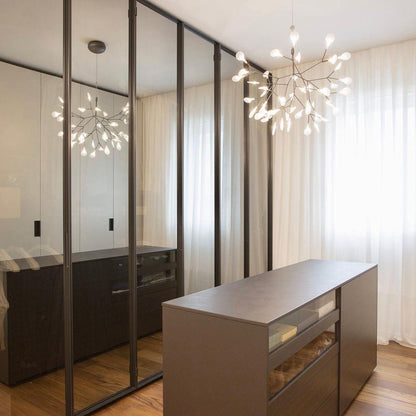 Black Firefly LED Chandelier - Modern Design, Adjustable Brightness