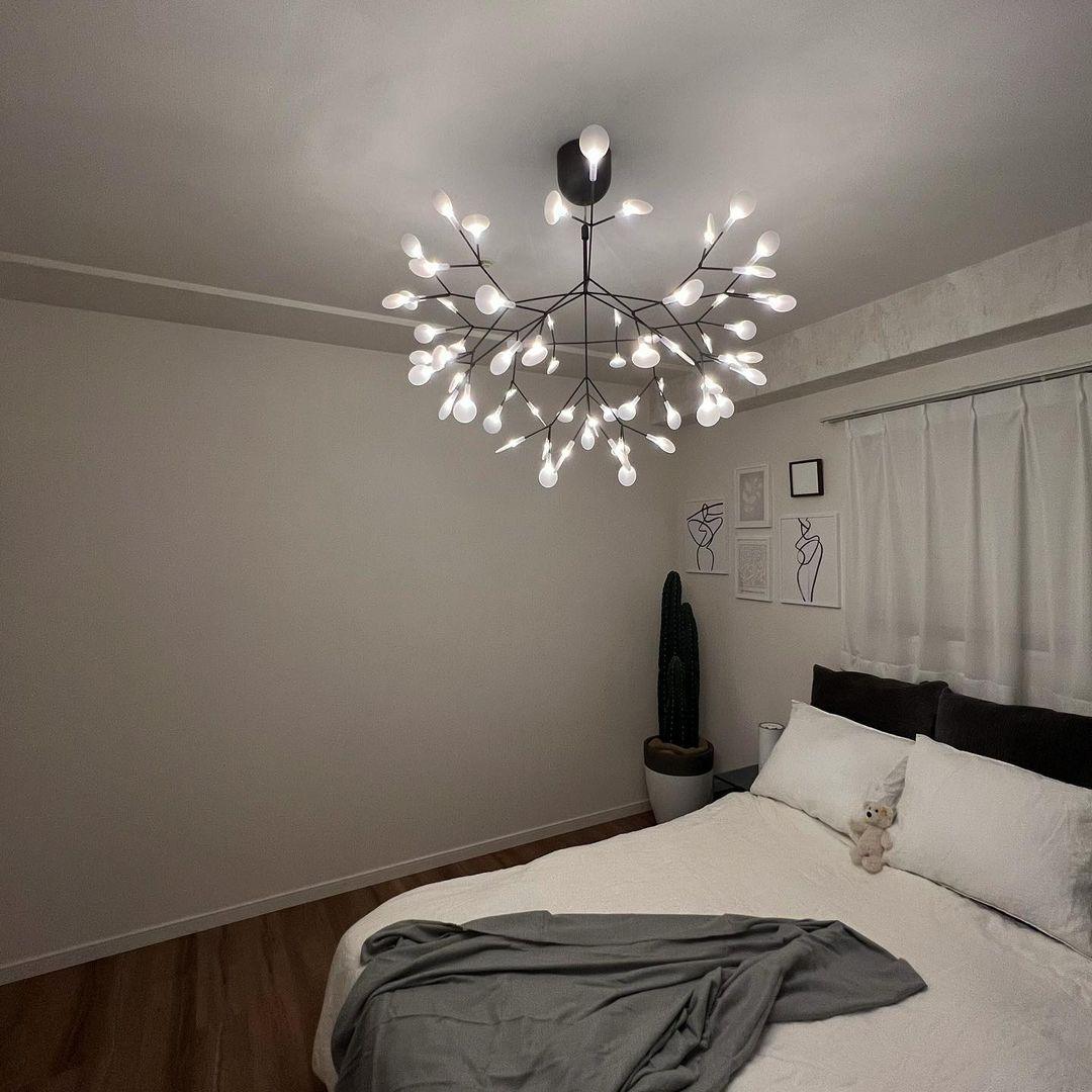 Black Firefly LED Chandelier - Modern Design, Adjustable Brightness