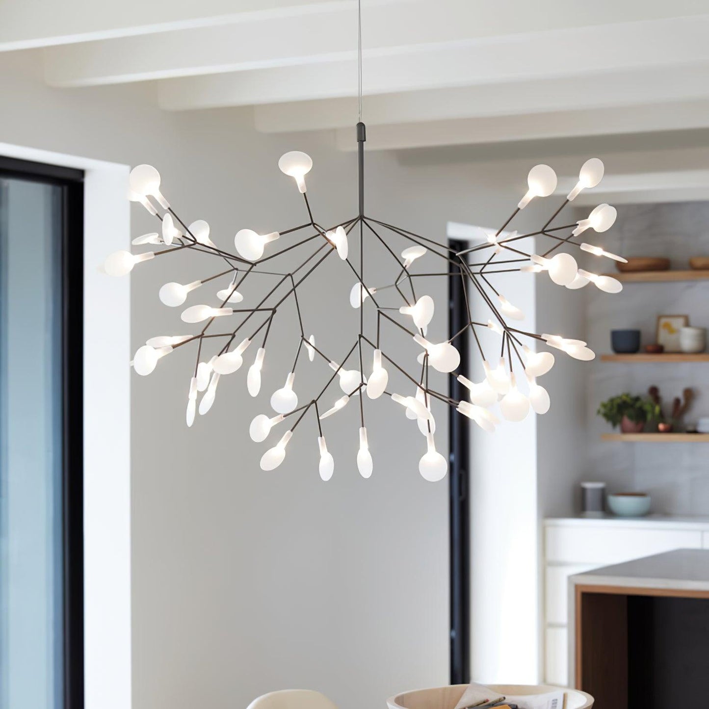 Black Firefly LED Chandelier - Modern Design, Adjustable Brightness