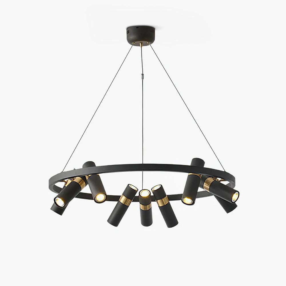 Industrial Black Multi-Pipe Chandelier with Adjustable Height & LED Co