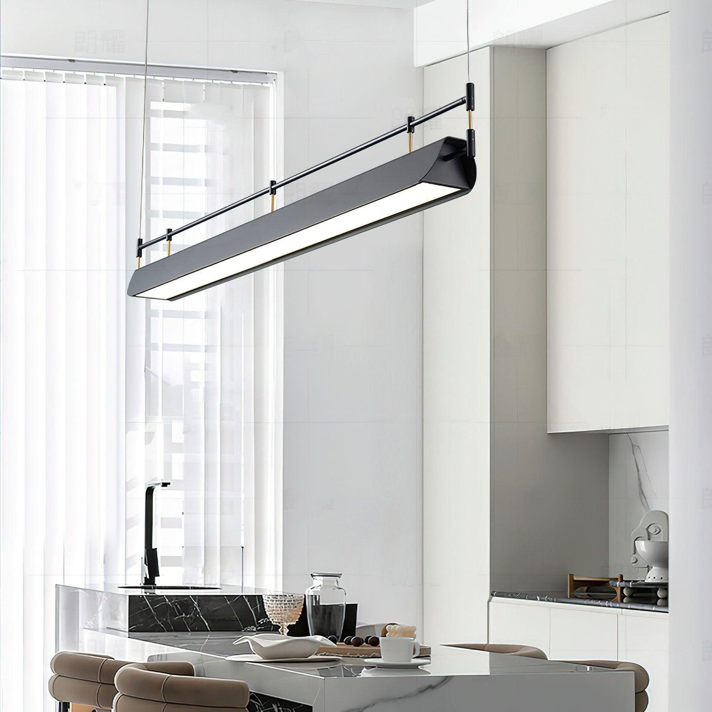 Black Roof LED Chandelier - Adjustable Brightness, Energy Efficient De