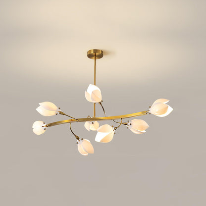 Elegant Porcelain Magnolia Chandelier with Adjustable Brightness & Tim