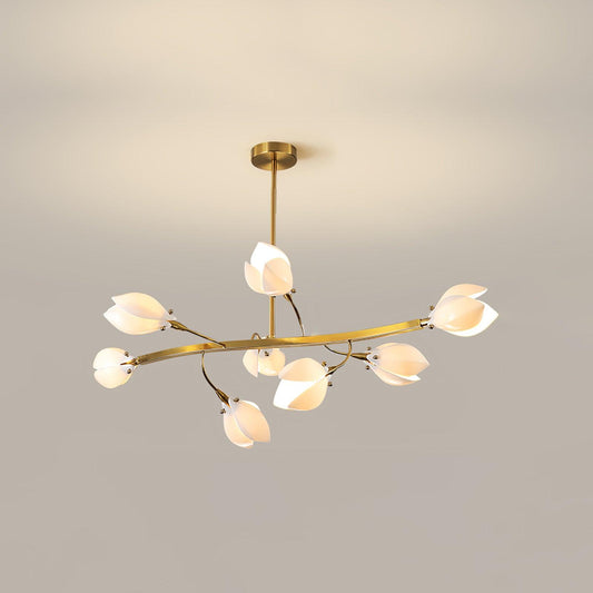 Elegant Porcelain Magnolia Chandelier with Adjustable Brightness & Tim